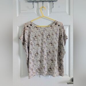 Cokluch Montréal | Printed Viscose Button-Shoulder Blouse office-to-dinner  sz L